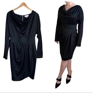 Adam by Adam Lippes Black Cowl Neck Long Sleeve Wool Blend Dress Size 10
